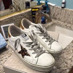 Golden Goose White and Gold Star Sneakers